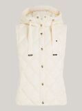 Beige Classics Water Repellent Down Quilted Hooded Vest  Women