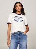 White Varsity Logo Contrast Trim T-Shirt  Women