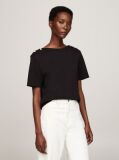 Black Stripe Boat Neck Relaxed T-Shirt  Women