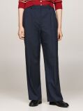 Blue Flannel Relaxed Straight Leg Trousers  Women