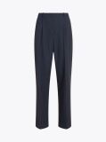 Blue Flannel Relaxed Straight Leg Trousers  Women