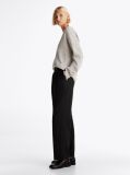 Black Wool Blend Relaxed Straight Leg Trousers  Women