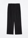 Black Wool Blend Relaxed Straight Leg Trousers  Women