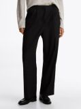 Black Wool Blend Relaxed Straight Leg Trousers  Women