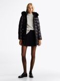 Black Down-Filled Glossy Hooded Puffer Coat  Women