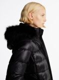 Black Down-Filled Glossy Hooded Puffer Coat  Women