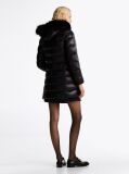 Black Down-Filled Glossy Hooded Puffer Coat  Women