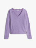 Purple Pure Wool V-Neck Jumper  Women