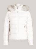 White Faux Fur Trim Down Jacket  Women