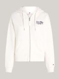 White Script Logo Zip-Thru Hoody  Women