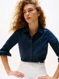 Blue Stretch Regular Long-Sleeve Shirt  Women