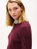 Red Pure Wool Cable Knit Jumper  Women