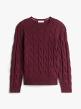 Red Pure Wool Cable Knit Jumper  Women