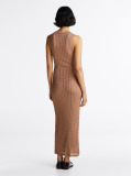 Brown Slim Maxi Cable Knit Dress  Women