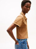 Brown Regular Fit Gold-Tone Button Shirt  Women