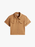 Brown Regular Fit Gold-Tone Button Shirt  Women