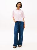 Pink Relaxed Fit Short Sleeve Linen Shirt  Women