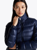 Blue Lightweight Down Glossy Puffer Jacket  Women
