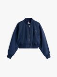 Blue Water Repellent Relaxed Short Bomber Jacket  Women