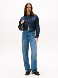 Blue Water Repellent Relaxed Short Bomber Jacket  Women