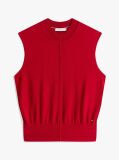 Red Mock Neck Sleeveless Top With Silk  Women
