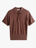 Brown Short Sleeve Polo Jumper With Silk  Women