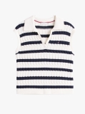 Multi Cable Knit Sleeveless Polo Jumper  Women