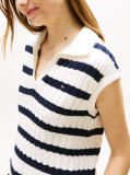 Multi Cable Knit Sleeveless Polo Jumper  Women