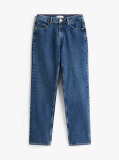 Blue Mid Rise Straight Leg Jeans  Women