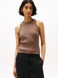 Brown Cable Knit Sleeveless Slim Jumper  Women