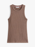Brown Cable Knit Sleeveless Slim Jumper  Women
