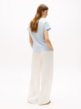 Blue Textured Crew Neck T-Shirt  Women