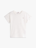 White Textured Crew Neck T-Shirt  Women