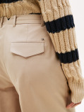 Beige Pressed Wide Leg Ankle Chinos  Women