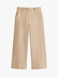 Beige Pressed Wide Leg Ankle Chinos  Women