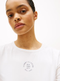 White Stamp Logo Slim Crew Neck Short Sleeve Tee  Women