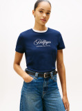 Blue Logo Embroidery Crew Neck T-Shirt  Women
