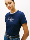 Blue Logo Embroidery Crew Neck T-Shirt  Women