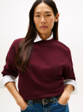 Red Logo Embroidery Relaxed Fit Sweatshirt  Women