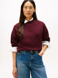 Red Logo Embroidery Relaxed Fit Sweatshirt  Women