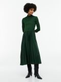 Green Pleated Midi Fit And Flare Dress  Women