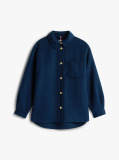 Blue Wool Blend Pocket Regular Shacket  Women