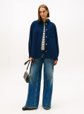 Blue Wool Blend Pocket Regular Shacket  Women