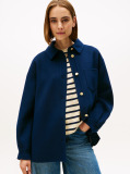 Blue Wool Blend Pocket Regular Shacket  Women