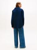 Blue Wool Blend Pocket Regular Shacket  Women