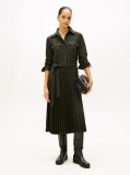 Green Pleated Relaxed Midi Shirt Dress  Women