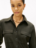 Green Pleated Relaxed Midi Shirt Dress  Women