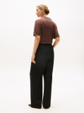 Black Twill Relaxed Straight Pants  Women