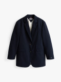 Blue Relaxed Single Breasted Longline Blazer  Women