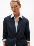 Blue Relaxed Single Breasted Longline Blazer  Women